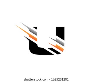 Abstract Initial Letter U Fast Technology logo icon vector design concept.