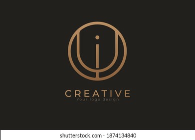 Abstract initial letter I and U logo, usable for branding and business logos, Flat Logo Design Template, vector illustration