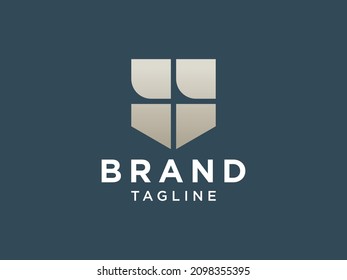 Abstraktes Logo für den Anfangsbuchstaben U. Geometrischer Linearstil einzeln auf schwarzem Hintergrund. Für Unternehmens- und Gebäudelogos geeignet. Flaches Vectorlogo-Design-Vorlagenelement.