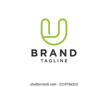 Abstract Initial Letter U Logo. Green Geometric Linear Statistic Style isolated on White Background. Usable for Business and Building Logos. Flat Vector Logo Design Template Element.