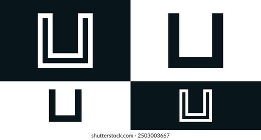 Abstract initial letter U logo design with square shape. Premium Vector