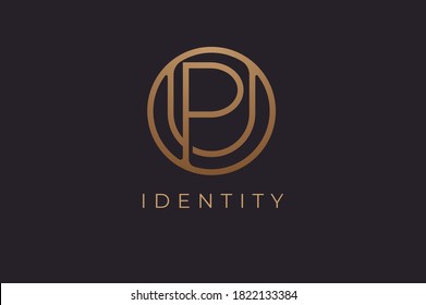 Abstract initial letter U and P logo,usable for branding and business logos, Flat Logo Design Template, vector illustration