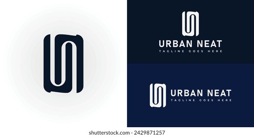 Abstract Initial Letter UN or NU Logo in deep blue color isolated in white background applied for company logo design inspiration also suitable for the brand or company that has the same initial name