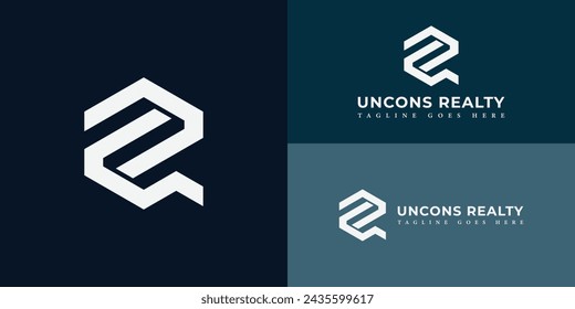 Abstract initial letter UR or RU logo in white color isolated in multiple background colors. Letter UR logo in hexagon shape and blue background, cube logo with letter design for company logo identity