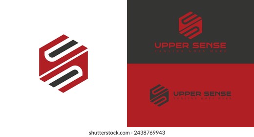 Abstract initial letter US or SU logo in black and red color isolated on multiple background colors. Abstract letter US or SU logo applied for automotive business logo design inspiration template