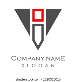 Abstract Initial Letter V and H Linked Logo. Red Grey Geometric Triangular Line Style isolated on White Background. Usable for Business and Technology Logos. Flat Vector Logo Design Template Element.