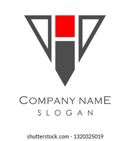 Abstract Initial Letter V and H Linked Logo. Red Grey Geometric Triangular Line Style isolated on White Background. Usable for Business and Technology Logos. Flat Vector Logo Design Template Element.