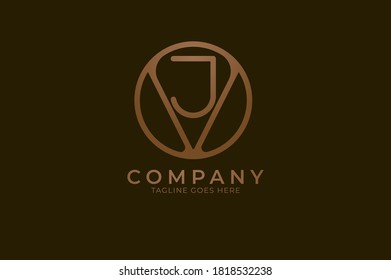 Abstract initial letter V and J logo,usable for branding and business logos, Flat Logo Design Template, vector illustration
