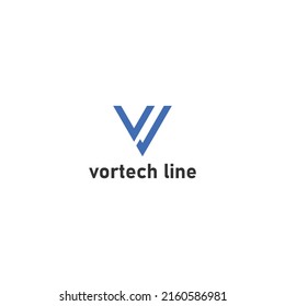 abstract initial letter V and L logo in blue color isolated in white background applied for technology company logo design also suitable for the brands or companies that have initial name VL or LV