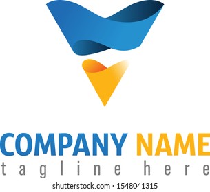 Abstract Initial Letter V Logo for Business