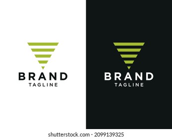 Abstract Initial Letter V Logo. Green Geometric Shape isolated on Double Background. Usable for Business and Branding Logos. Flat Vector Logo Design Template Element.