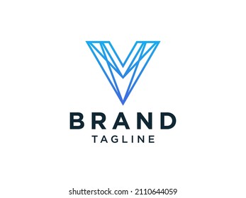 Abstract Initial Letter V Logo. Blue  Shape Geometric Lines isolated on White Background. Usable for Business and Technology Logos. Flat Vector Logo Design Template Element.