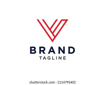 Abstract Initial Letter V Logo. Red Shape Geometric Origami Style isolated on White Background. Usable for Business and Branding Logos. Flat Vector Design Template Element.
