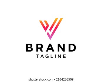 Abstract Initial Letter V Logo. Orange with Negative Space Style inside. Flat Vector Logo Design Template Element.

