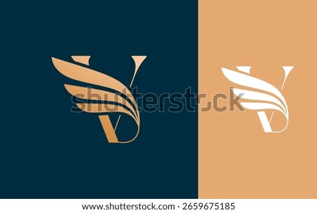 Abstract Initial letter V with luxury wing logo design vector illustration
