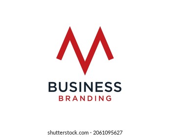 Abstract Initial Letter V and M Linked Logo. Red Geometric Shape Arrow Style isolated on White Background. Usable for Business and Branding Logos. Flat Vector Logo Design Template Element.