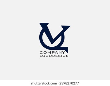 Abstract Initial Letter V and Q Logo. Geometric Line Shapes VQ QV Letter Isolated on White Background. Suitable For Business and Branding Logos. Flat Design Vector Template Elements