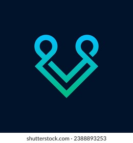 Abstract initial letter V or VV logo in black color isolated in white background applied for luxury women\'s fashion logo also suitable for the brands or companies have initial name VV