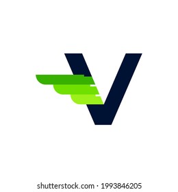 Abstract Initial Letter V Wing and Strip Monogram Logo. Usable for Business and Branding Logos.