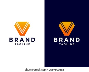 Abstract Initial Letter V and Y Linked Logo. Black and Orange Geometric Shape isolated on Double Background. Usable for Business and Branding Logos. Flat Vector Logo Design Template Element