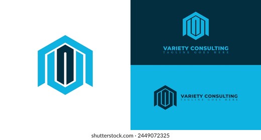 Logo inicial Abstractas VC o CV en color azul aislado en múltiples colores de fondo. El logotipo es adecuado para los iconos del logotipo de la empresa de consultoría de negocios para diseñar Plantillas de inspiración.