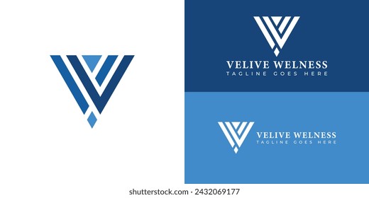 Abstract initial letter VW or WV logo in multiple blue colors isolated in multiple backgrounds applied for wellness company logo also suitable for the brands or companies have initial name VW or WV.