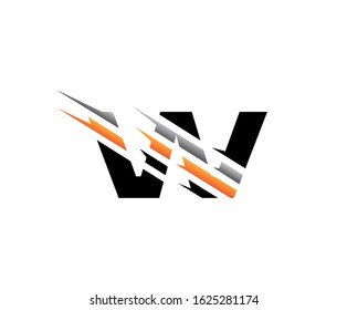 Abstract Initial Letter W Fast Technology logo icon vector design concept.