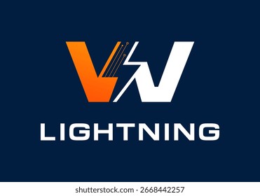Abstract Initial letter W with lightning logo design vector illustration