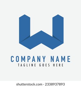 Resumen Logo De La Letra Inicial W. Forma W Origami diseño de ilustración aislado