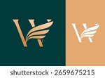Abstract Initial letter W with luxury wing logo design vector illustration
