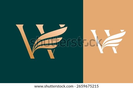 Abstract Initial letter W with luxury wing logo design vector illustration