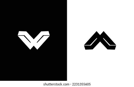 Abstract Initial Letter W and M Linked Logo.