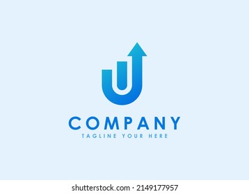 Abstract Initial Letter W or U Logo. Blue Geometric Shape chart diagram graphic. Usable for Finance,  Business and Branding Logos. Flat Design Vector Icon Template Element