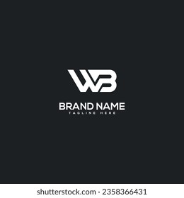 Abstract initial letter WB BW logo design template - vector.