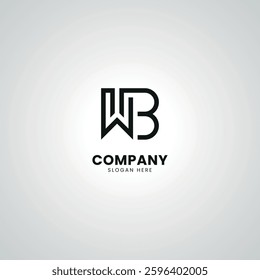 Abstract Initial Letter WB BW Modern Unique Logo Design.