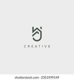 Abstract initial letter WJ JW logo design template - vector.