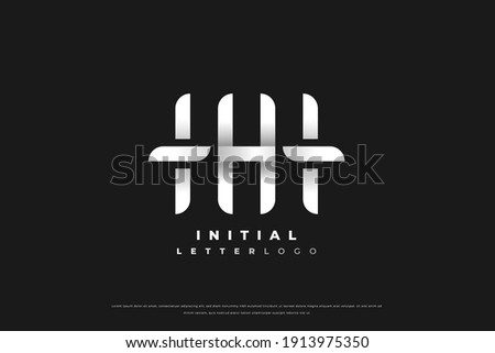 Abstract Initial Letter WM or IHI Logo in White Metallic Gradient Isolated on Dark Background
