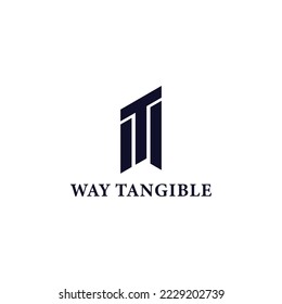 Abstract initial letter WT or TW logo in blue navy color isolated in white background applied for real estate investment firm logo also suitable for the brands or companies have initial name TW or WT.