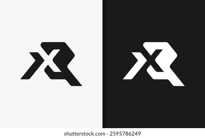 Abstract initial letter X combined with letter R symbol logo icon design. Geometric Monogram minimalist vector logo illustration.