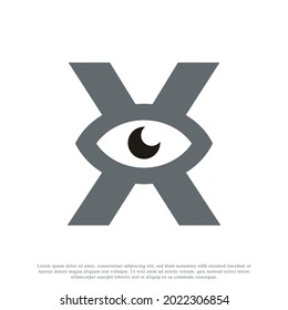 Abstract Initial Letter X with Eye Logo Design. Vector Illustration