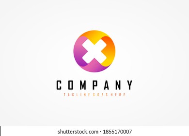 Abstract Initial Letter X Logo. Colorful Motion Circle Shape Origami Style with Negative Space X Letter inside. Flat Vector Logo Design Template Element.