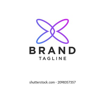 Abstract Initial Letter X Logo. Blue Geometric Arrow Shape Origami Style isolated on White Background. Usable for Business and Technology Logos. Flat Vector Logo Design Template Element.