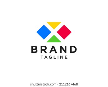 Abstract Initial Letter X Logo. Colorful Motion Circle Shape Origami Style with Negative Space X Letter inside. Flat Vector Logo Design Template Element.