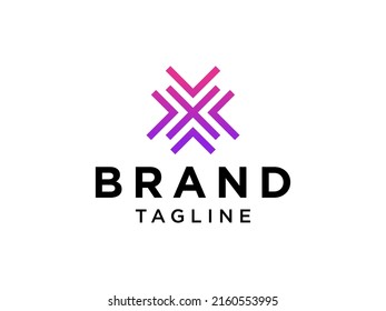 Abstract Initial Letter X Logo. Purple Geometric Shapes Arrow Style isolated on White Background. Usable for Business and Branding Logos. Flat Vector Logo Design Template Element.