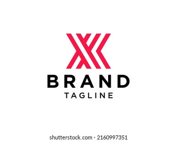Resumen Logo De La Letra Inicial X. Estilo de línea de píxeles de flecha geométrica roja. Usable para Logos de Negocios y Tecnología. Elemento de plantilla de diseño de logotipo de vectores planos.