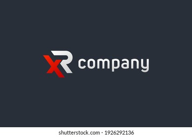 Abstract Initial Letter X and R Linked Logo. Red and White Geometric Shape isolated on Black Background. Usable for Business and Branding Logos. Flat Vector Logo Design Template Element.