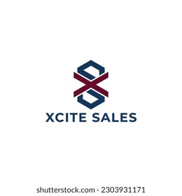 Abstrakter Anfangsbuchstabe XS oder SX Logo in roter und blauer Farbe einzeln auf weißem Hintergrund. Monogramm der XS X S Logo-Linie mit Negativraum mit Rot- und Blautfarben