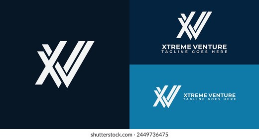 Logo inicial Abstractas XV o VX en color blanco aislado en múltiples colores de fondo. El logotipo es adecuado para los iconos del logotipo de negocios extremos deportivos para diseñar Plantillas de inspiración.