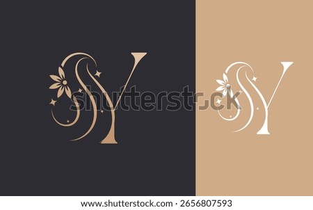 Abstract Initial letter Y and Beauty Hair logo design vector illustration
