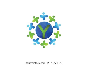 Abstract Initial Letter Y Connecting People Logo.